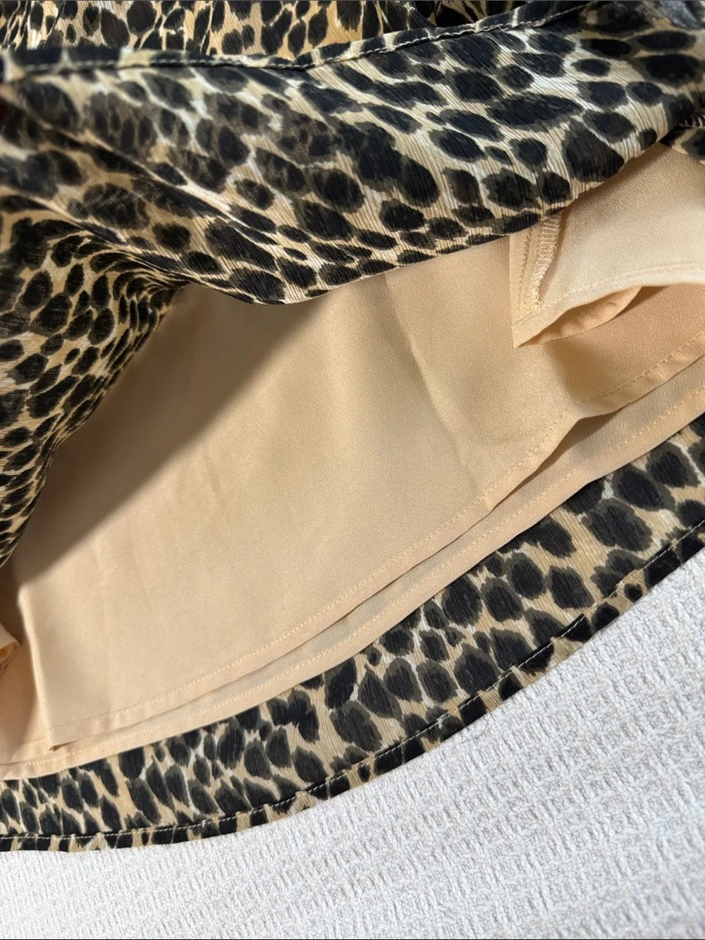 J Crew leopard print tie neck sheer lined blouse size small